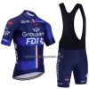 Set Fietsshirt + Korte Koersbroek 2023 Groupama FDJ Zwart Blauw